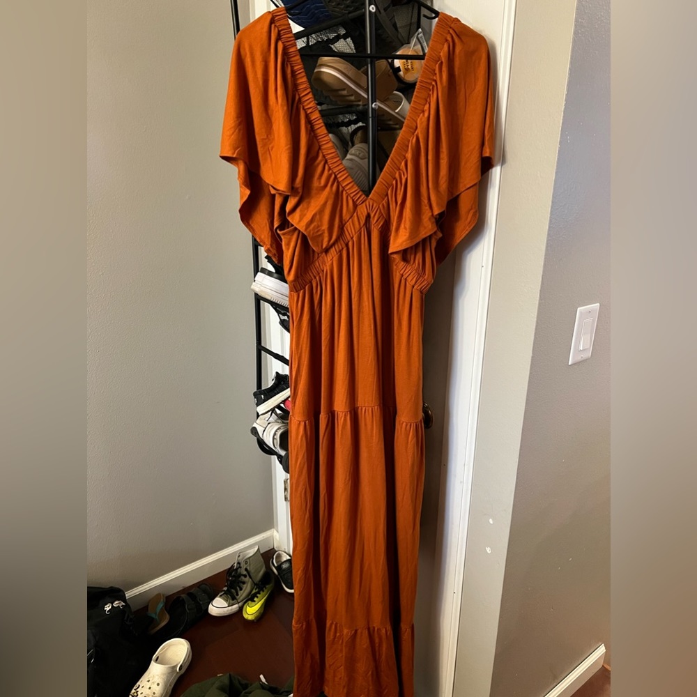 Burnt orange dress- three birds nest